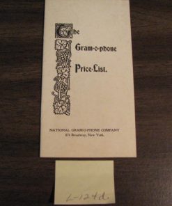 L-124d  "The Gram-o-phone Price List" Booklet